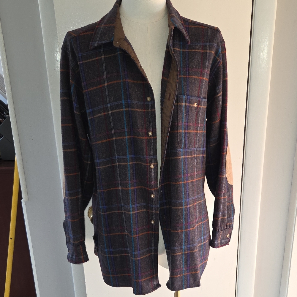 Vintage Pendleton Gray Flannel With Red, Blue And Orange 90's
